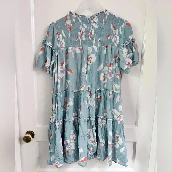 KARLIE BLUE FLORAL RUFFLE TIER DRESS - Picture 3 of 3